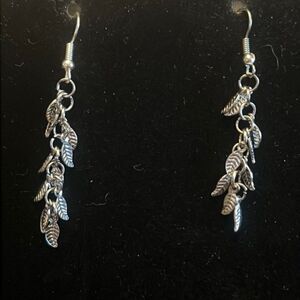 Handcrafted Silver-Tone Feather Dangle Earrings (Bracelet Available!)